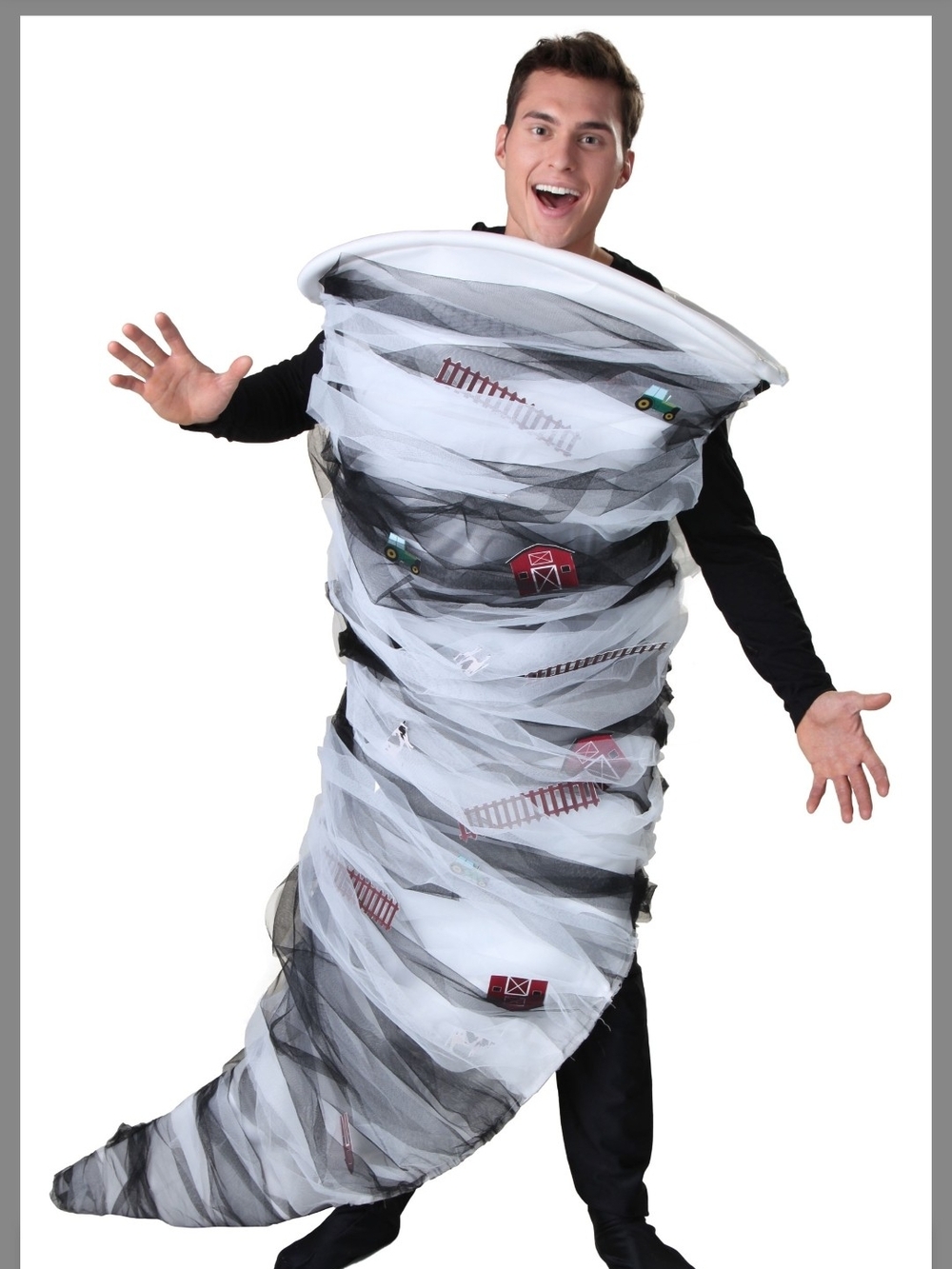 Men's Swirling Tornado Costume in White and Black by